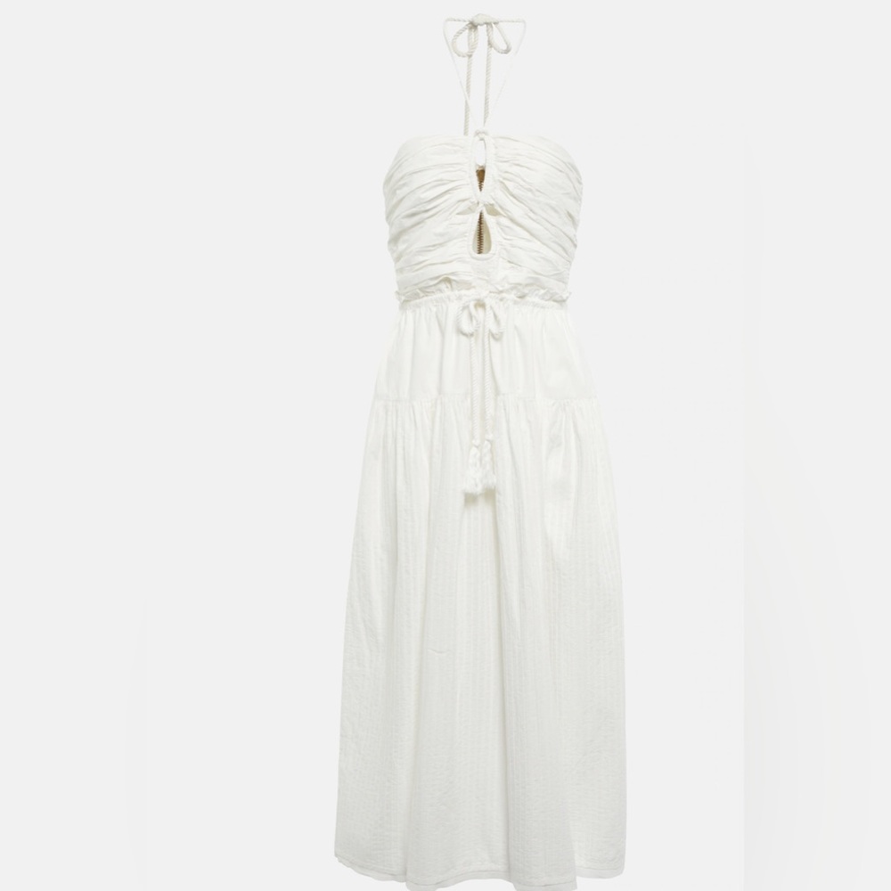 Ulla Johnson Ivory Ruched Midi Dress